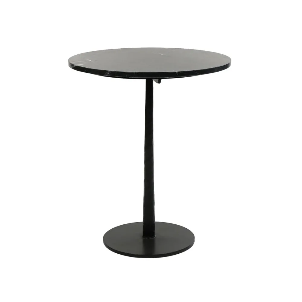 Pomax Tables-BISTRO - table apéro - marbre / métal - DIA 50 x H 60 cm - noir