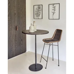 Pomax Tables-BISTRO - table de bar - bois de mangier / métal - DIA 70 x H 104 cm - noir