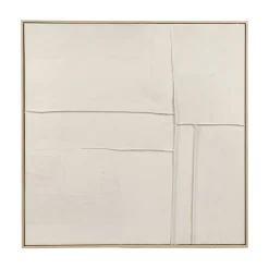 Pomax Tableau / Déco Murale-BLANCHE - toile avec cadre - bois de pin - L 100 x W 5 x H 100 cm - blanc