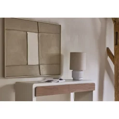 Pomax Tableau / Déco Murale-BLANCHE - toile avec cadre - bois de pin - L 80 x W 5 x H 100 cm - sable