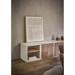 Pomax Tableau / Déco Murale-BLANCHE - toile avec cadre - bois de pin - L 80 x W 5 x H 100 cm - blanc