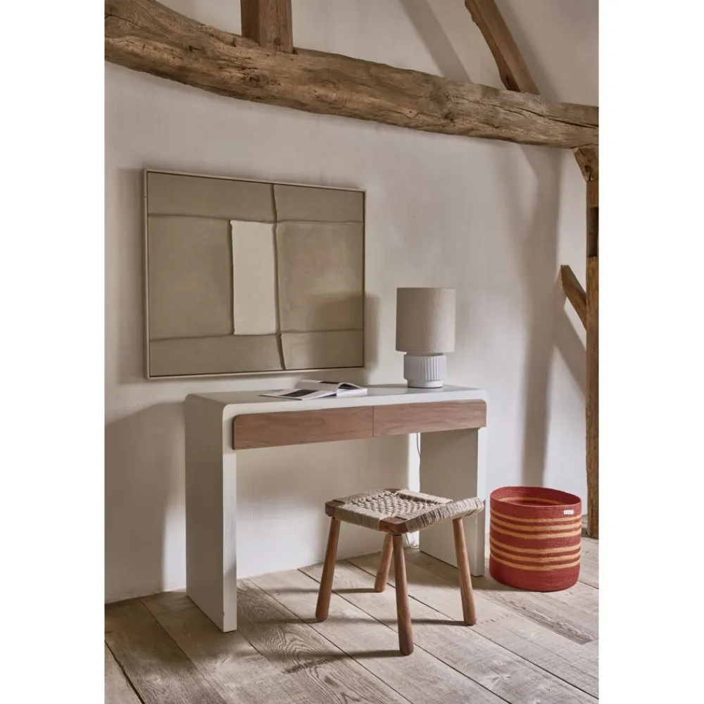 Pomax Tableau / Déco Murale-BLANCHE - toile avec cadre - bois de pin - L 80 x W 5 x H 100 cm - sable