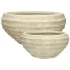 Pomax Cache-pots-BODA - set/2 pots à fleurs - fibre d'argile - DIA 36/45 x H 18/21 cm - naturel