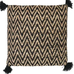 Pomax Coussins-BOMBAY - coussin - jute / coton - L 45 x W 45 cm - naturel/noir