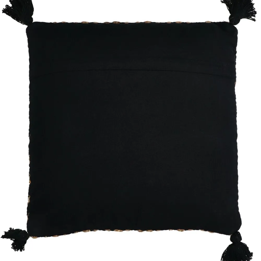 Pomax Coussins-BOMBAY - coussin - jute / coton - L 45 x W 45 cm - naturel/noir