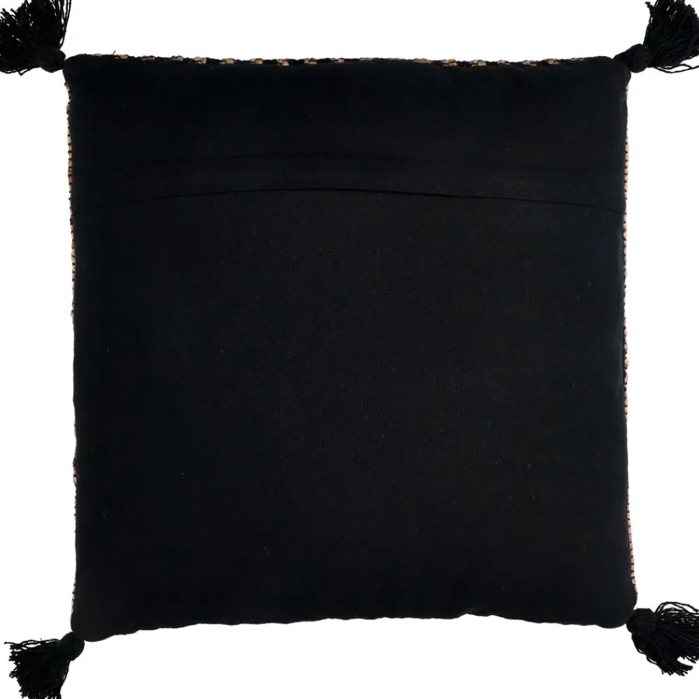 Pomax Coussins-BOMBAY - coussin - jute / coton - L 45 x W 45 cm - naturel/noir