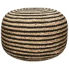 Pomax Coussins De Sol | Coussins-BOMBAY - pouf - jute / coton - DIA 50 x H 35 cm - naturel/noir