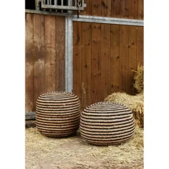 Pomax Coussins De Sol | Coussins-BOMBAY - pouf - jute / coton - DIA 45 x H 45 cm - naturel/noir