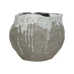 Pomax Vases-BOUSQ - vase - grès - L 27,5 x W 26 x H 22 cm - blanc