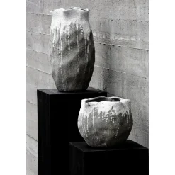 Pomax Vases-BOUSQ - vase - grès - L 27,5 x W 26 x H 22 cm - blanc