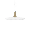 Pomax Suspensions-BRAMPTON - lampe suspendue - métal / bois de manguier - DIA 40 x H 13 cm - blanc