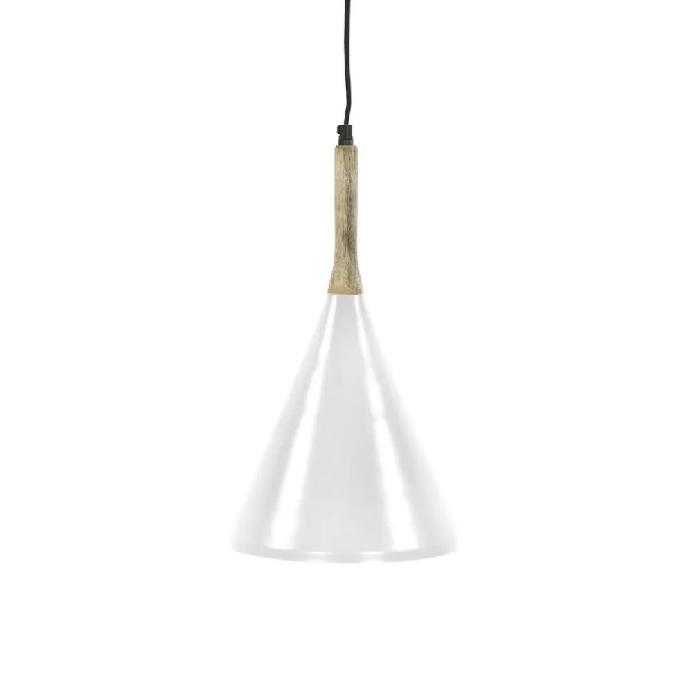 Pomax Suspensions-BRAMPTON - lampe suspendue - métal / bois de manguier - DIA 25 x H 42 cm - blanc