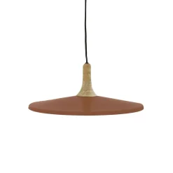 Pomax Suspensions-BRAMPTON - lampe suspendue - métal / bois de manguier - DIA 40 x H 13 cm - cannelle