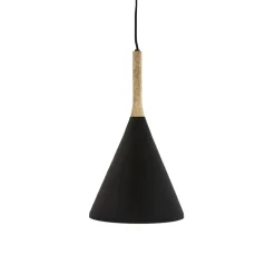 Pomax Suspensions-BRAMPTON - lampe suspendue - métal / bois de manguier - DIA 25 x H 42 cm - noir