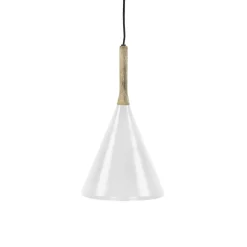 Pomax Suspensions-BRAMPTON - lampe suspendue - métal / bois de manguier - DIA 25 x H 42 cm - blanc