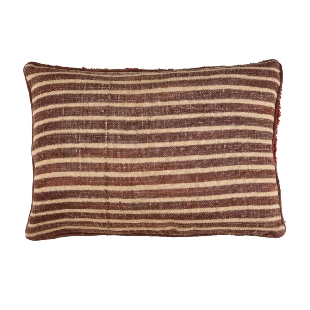 Pomax Coussins-BRINDISI - coussin - laine / jute - L 60 x W 40 cm - aubergine
