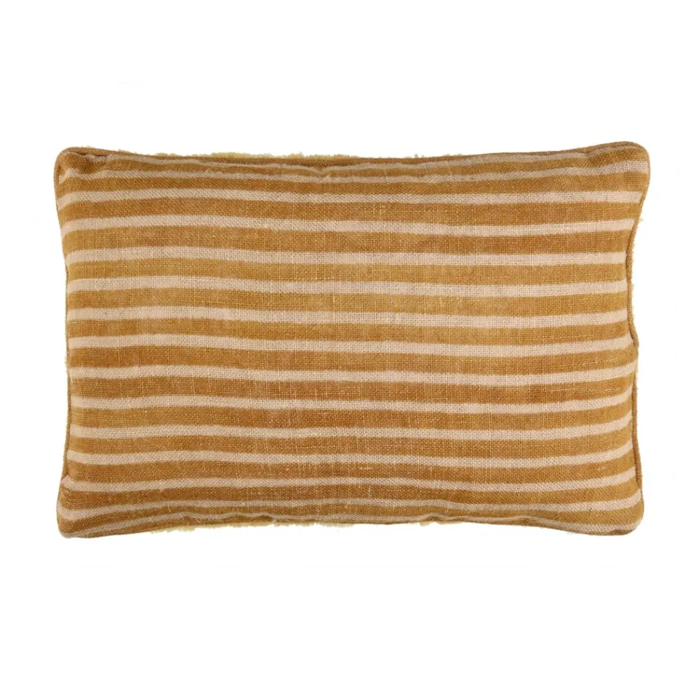 Pomax Coussins-BRINDISI - coussin - laine / jute - L 60 x W 40 cm - ocre