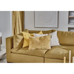 Pomax Coussins-BRINDISI - coussin - laine / jute - L 60 x W 40 cm - ocre