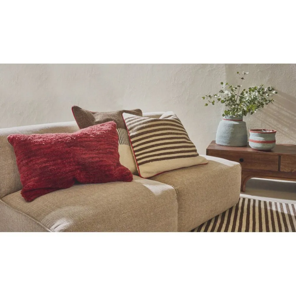 Pomax Coussins-BRINDISI - coussin - laine / jute - L 60 x W 40 cm - aubergine