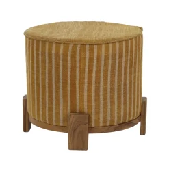 Pomax Poufs-BRINDISI - pouf - bois d'acacia / jute - DIA 52 x H 42 cm - ocre