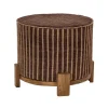 Pomax Poufs-BRINDISI - pouf - bois d'acacia / jute - DIA 52 x H 42 cm - aubergine