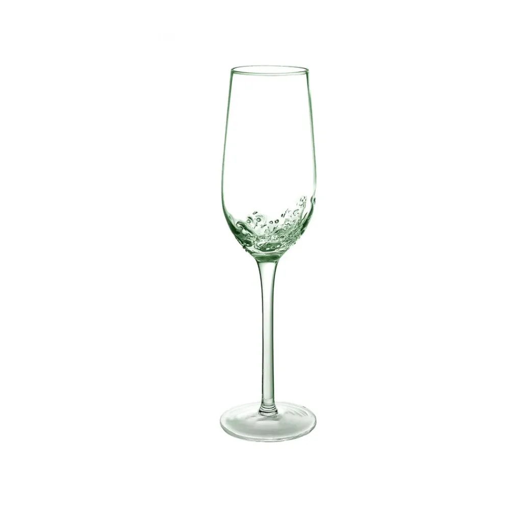Pomax Verres-BUBBLE - flûte à champagne - verre - DIA 5 x H 25 cm - vert pâle