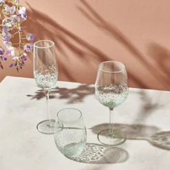 Pomax Verres-BUBBLE - verre à vin blanc - verre - DIA 8,5 x H 21 cm - vert pâle