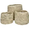 Pomax Bols & Paniers-CAMPO - set/3 paniers - palmier - DIA 20/25/30 x H 20/25/30 cm - naturel