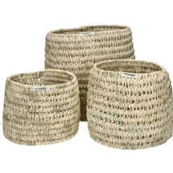 Pomax Bols & Paniers-CAMPO - set/3 paniers - palmier - DIA 20/25/30 x H 20/25/30 cm - naturel