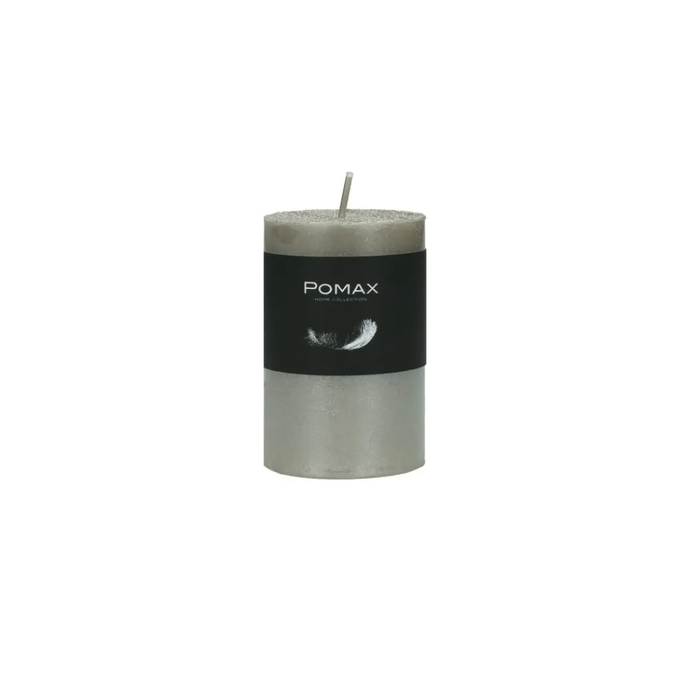 Pomax Bougies-CANDLE - bougie - cire de paraffine - DIA 5 x H 8 cm - argent