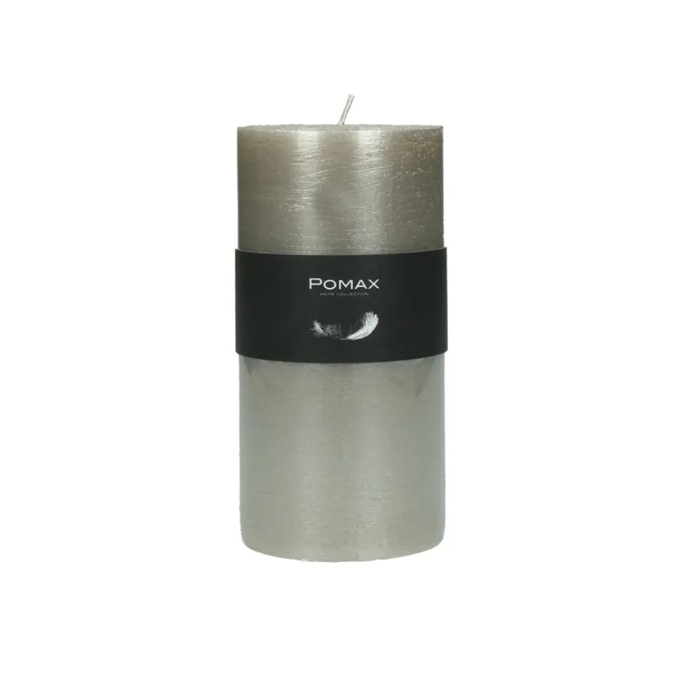 Pomax Bougies-CANDLE - bougie - cire de paraffine - DIA 7 x H 14 cm - argent