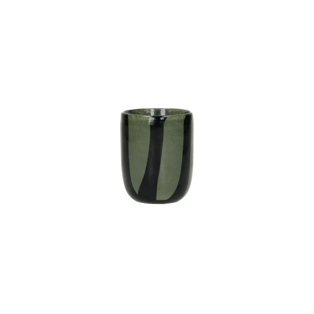 Pomax Photophores / T-lights-CANNES - vase/photophore - verre - DIA 7 x H 8 cm - kaki