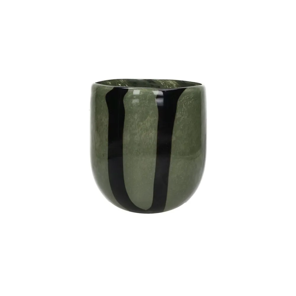 Pomax Photophores / T-lights-CANNES - vase/photophore - verre - DIA 13 x H 14,5 cm - kaki