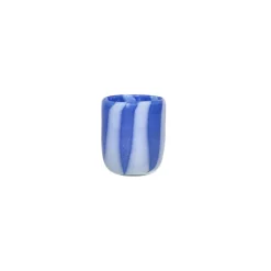 Pomax Photophores / T-lights-CANNES - vase/photophore - verre - DIA 7 x H 8 cm - bleu