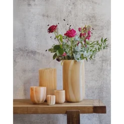 Pomax Photophores / T-lights-CANNES - vase/photophore - verre - DIA 9 x H 11 cm - ivoire