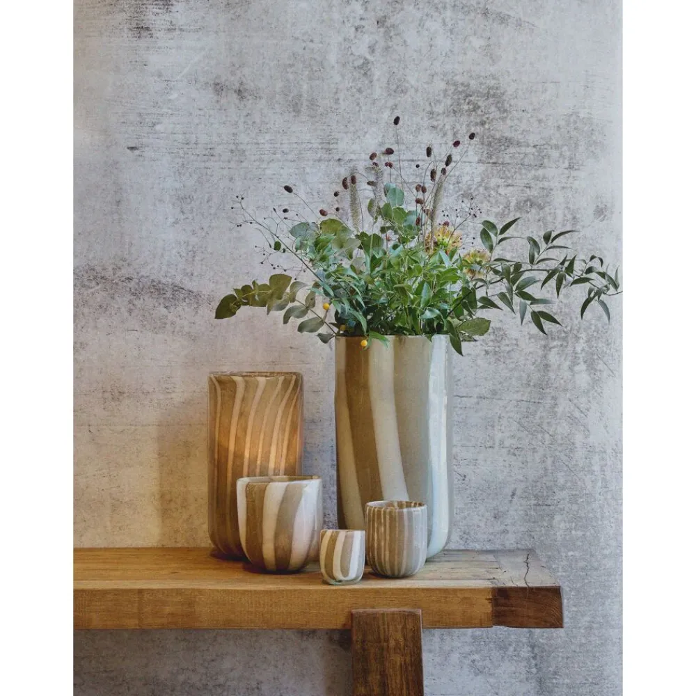 Pomax Photophores / T-lights-CANNES - vase/photophore - verre - DIA 7 x H 8 cm - gris