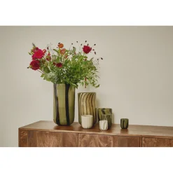 Pomax Photophores / T-lights-CANNES - vase/photophore - verre - DIA 16 x H 30 cm - kaki