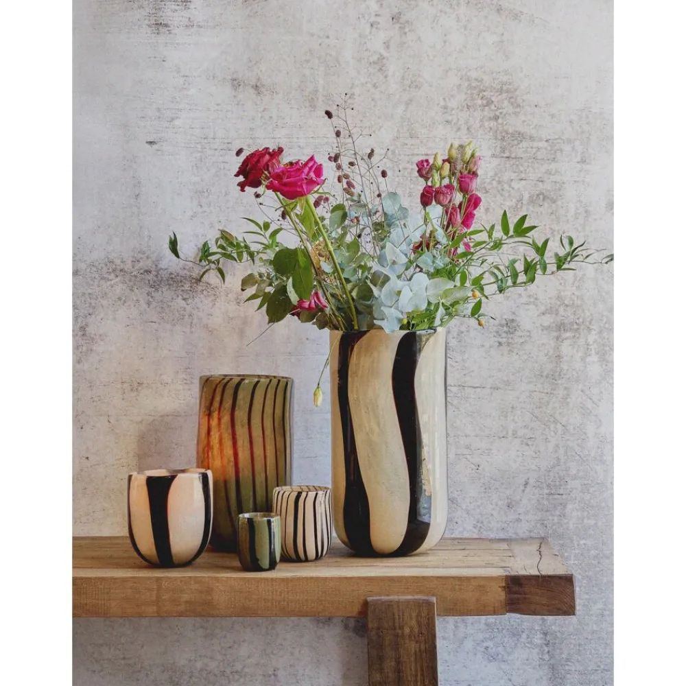 Pomax Photophores / T-lights-CANNES - vase/photophore - verre - DIA 7 x H 8 cm - ivoire
