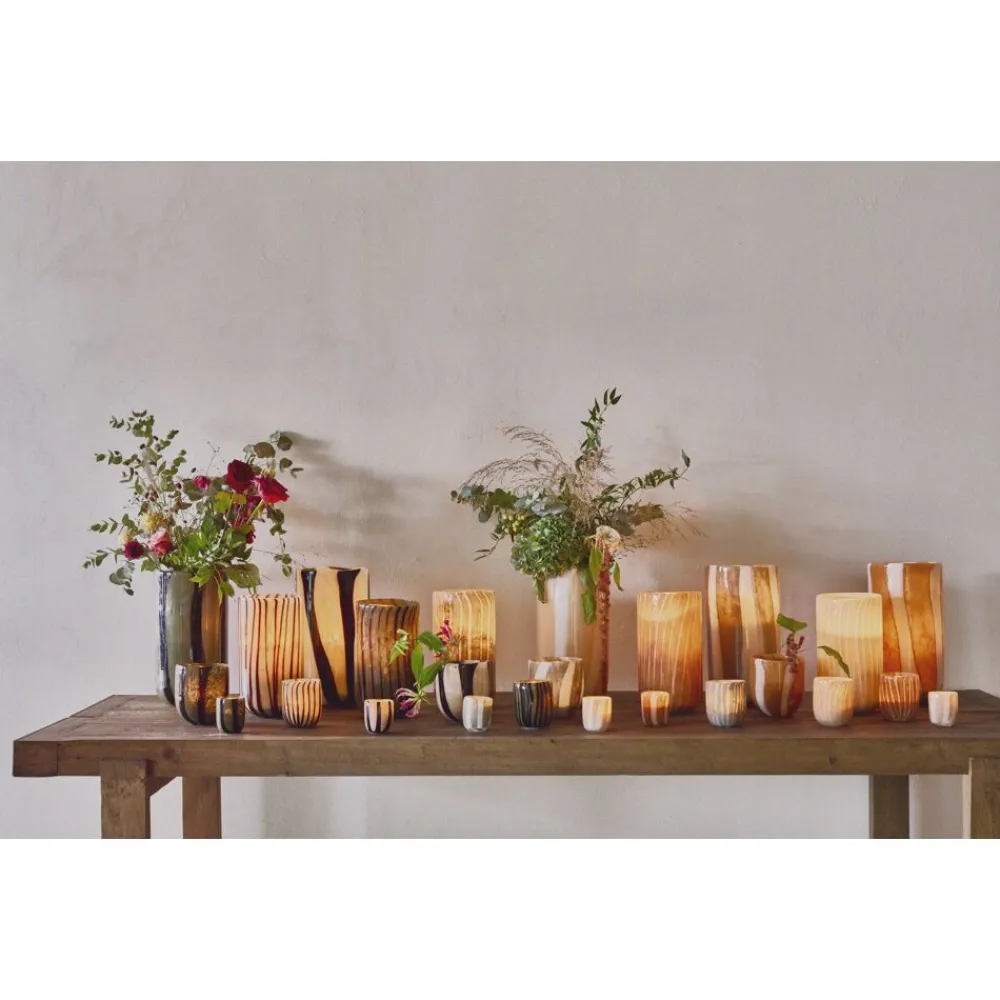 Pomax Photophores / T-lights-CANNES - vase/photophore - verre - DIA 9 x H 11 cm - gris
