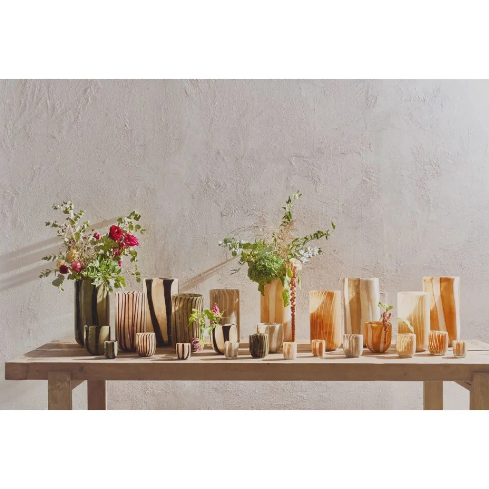 Pomax Photophores / T-lights-CANNES - vase/photophore - verre - DIA 13 x H 14,5 cm - jaune
