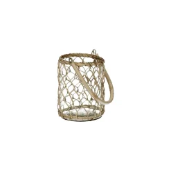 Pomax Lanternes-CANTALOUPE - lanterne - verre / bambou - DIA 11 x H 14 cm - naturel