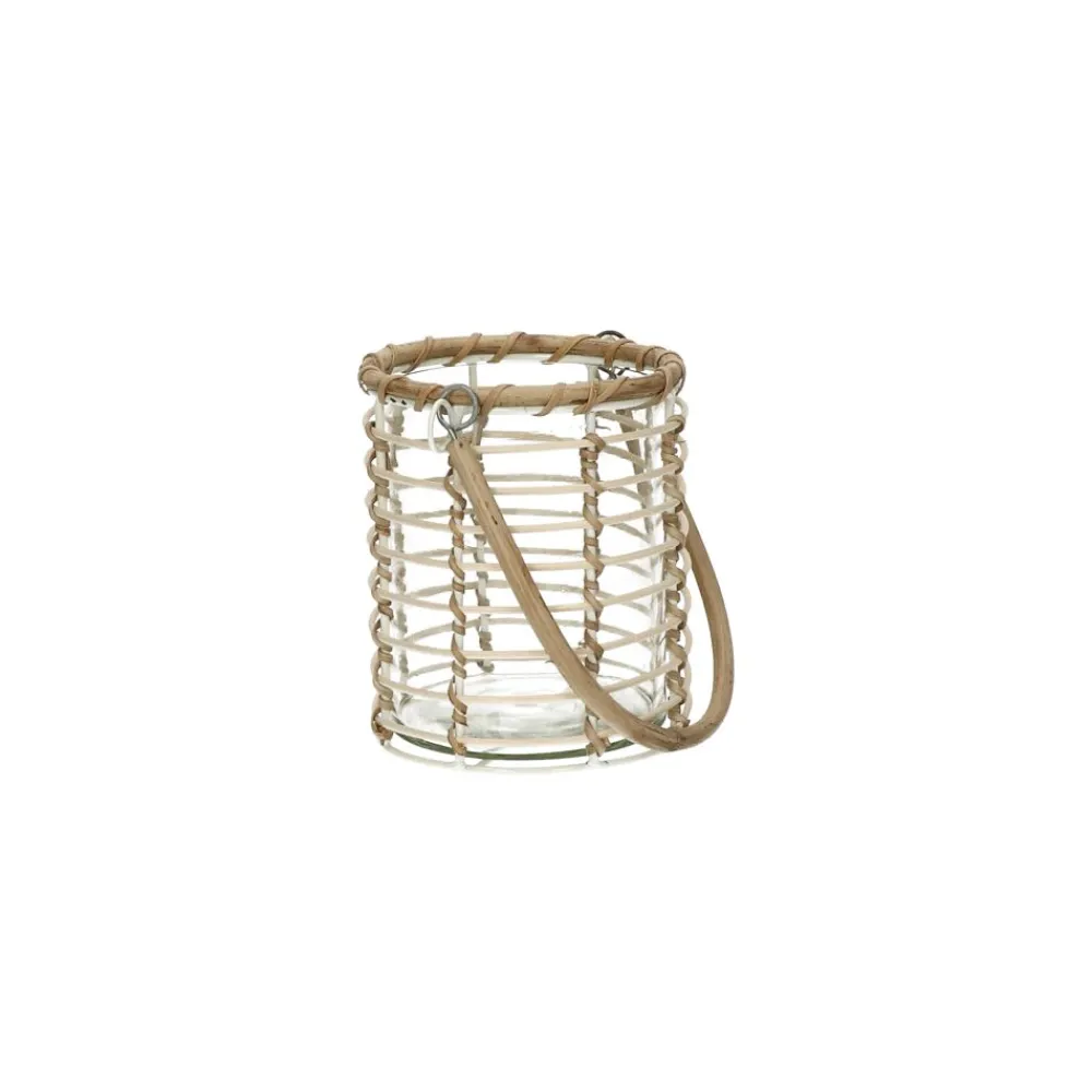 Pomax Lanternes-CANTALOUPE - lanterne - verre / bambou - DIA 11 x H 14 cm - naturel
