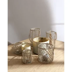Pomax Lanternes-CANTALOUPE - lanterne - verre / bambou - DIA 11 x H 14 cm - naturel