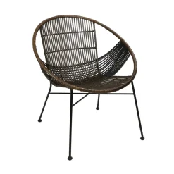 Pomax Canapés-CAPPUCCINO - chaise relax - rotin / métal - L 70 x W 67 x H 79 cm - brun foncé
