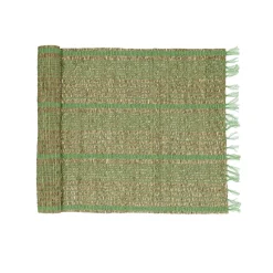 Pomax Linge De Table-CARCASSONNE - chemin de table - jonc de mer / coton - L 140 x W 40 cm - vert