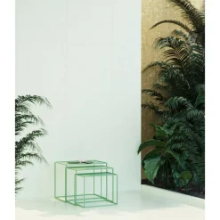 Pomax Tables Basses | Tables-CENTURY - set/3 tables basses/d'appoint - métal - L 44/50/56 x W 23/27/31 x H 35/41/45 cm - vert