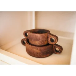 Pomax Bols & Paniers-CHANELLE - bol - bois de mangier - L 27 x W 17 x H 7 cm - noyer