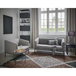 Pomax Canapés-CONY - canapé 1 place - tissu / métal - L 90 x W 73,5 x H 74 cm - gris clair