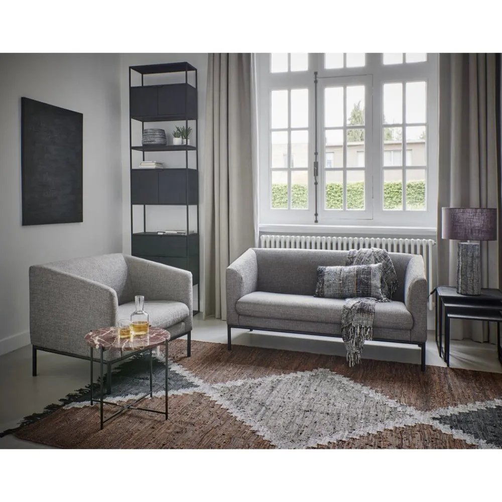 Pomax Canapés-CONY - canapé 1 place - tissu / métal - L 90 x W 73,5 x H 74 cm - gris clair