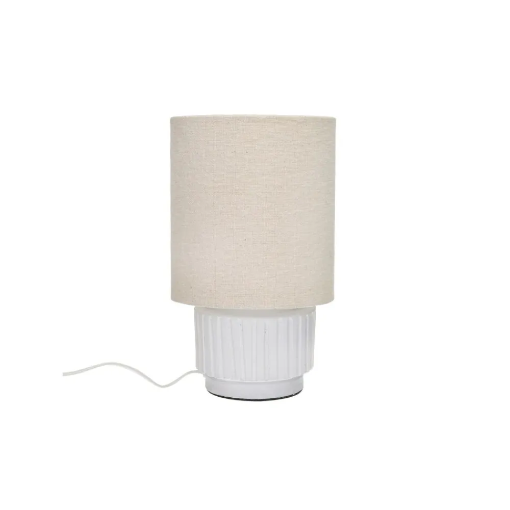 Pomax Lampes De Table-CORDOBA - lampe de table - terracotta / tissu - DIA 18 x H 31 cm - blanc